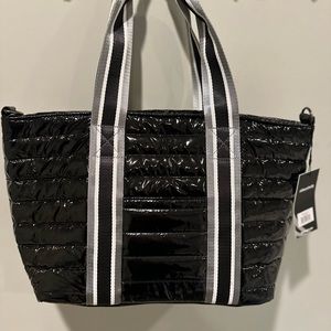 Patent Black Tote by Think Rolyn. Short and long strap included. Adorable bag!